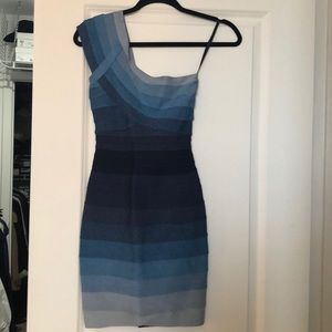 Herve Leger ombré one shoulder dress in XS